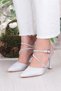 35691 Satin Piping Stone Heeled Evening Dress Shoes Women's Shoes - 2