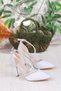 35693 Satin Cross Strap Piping Stone Heeled Evening Dress Shoes Women's Shoes - 5