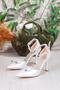 35695 Satin Bow Piping Stone Heeled Evening Dress Shoes Women's Shoes - 6