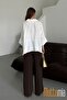 Women's Linen Buttoned Shirt |   Summer Comfortable Cut Patched Front Detailed Natural Fabric - 6