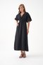 100% Cotton V-Neck Muslin Fabric Elastic Waist Rope Detailed Short Sleeve Dress Mg-2025