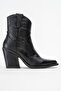Wemma Women's Genuine Leather Zippered Western Boots Black - 5