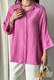 Women's Linen Buttoned Shirt |   Summer Comfortable Cut Patched Front Detailed Natural Fabric - 2