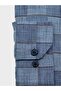 Men's Regular Fit Long Sleeve 100% Cotton Button Collar Single Pocket Plaid Blue Shirt 3812m - 3