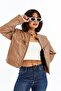 Women's Leather Jacket Niche Compact Design Coats Daily Use Zipper Judge Collar Stylish Jacket