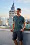 Men's 100% Organic Cotton Natural Short Sleeve High Quality Pajama Set with Shorts - 2