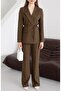 Waist Tie Blazer Jacket Pantsuit - 2