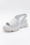 Agusto White Skin Genuine Leather Women's Wedge Heel Sandals - 3