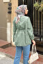 Waist Tied Shoulder Padded Shirt Mint Green - 4