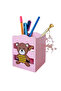 Wooden Desktop Pen Holder Cute Teddy Bear Striped Pink - 1 Piece - 2