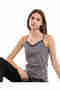 Printed Lace Trim Camisole with V-Neck