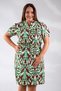 112219 Women's Plus Size Buttoned Elastic Waist - Dress Burgundy-Green - 2