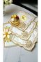 Presentation Cover Cocktail Handkerchief Pearl Stone Yellow Embroidered Presentation Cover 6 Pieces - 3