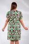 112219 Women's Plus Size Buttoned Elastic Waist - Dress Burgundy-Green - 7