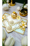 Presentation Cover Cocktail Handkerchief Pearl Stone Yellow Embroidered Presentation Cover 6 Pieces - 5