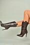 N372677511 Brown Crocodile Print Thin Heeled Women's Boots - 2