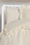 Ruffled 100% Cotton Muslin Baby Duvet Cover Set - Cream - 2
