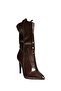 N372677511 Brown Crocodile Print Thin Heeled Women's Boots - 6