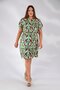 112219 Women's Plus Size Buttoned Elastic Waist - Dress Burgundy-Green - 4