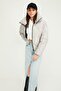 Women's Fiber Windproof Stand Collar Gray Inflatable Winter Coat - 3
