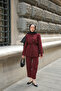 Women's Button Detail Suit Burgundy - 3