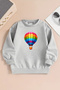 Children's Gray Crew Neck Sweatshirt – Balloon Printed, Thick Fabric with Hood