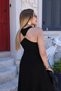 New Season Women's Off-The-Shoulder Back Accessory Detailed Slit Janjan Crepe Dress