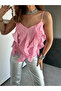Layered Flounce Strap Chiffon Women's Blouse – Transparent Summer Strap Blouse - 4
