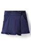 Premium 100% Cotton Knit Above Knee Length Solid Color Skort Frill Detailing - Navy Peony
