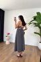 Lendy Gray Rubber Back Detailed Lined Strap Dress - 2