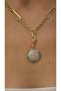 Gold Paperclip Chain Detailed Circle Design Necklace - 3