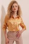 Women's Flowy Satin Shirt Golden Yellow 1069 - 3