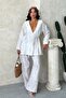 Women's Tie-Up Slit Kimono Pants Set - 2