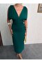 V-Neck Shoulder Buckle Detailed Midi Dress - 3