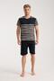 Men's Navy Blue Crew Neck Short Sleeve Shorts Pajama Set - 2