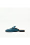 Denim Blue Genuine Leather Slippers – 15mm Heels with Gold Accessories - 2