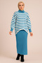 Top Sweater Striped Bottom Dress Knitwear Set – Two Pieces – Modern & Comfortable - 3