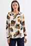 Women's Patterned Viscose Shirt K.Beige 1071 - 2