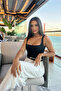 Women's Polyamide Fabric Gatherer Square Neck Crop Thick Strap Body - 2