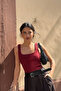 Women's Polyamide Fabric Gatherer Square Neck Crop Thick Strap Body - 2