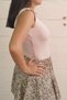 Front Back Square Neckline Corded Fabric Stretch Fabric Short Sleeve Knitwear Bady Blouse Length 57 cm (Can Vary by 1-3 cm) - 4