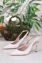 129-1300 Fls Satin Closed Front Open Back Heeled Women's Shoes - 6