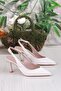 129-1300 Fls Satin Closed Front Open Back Heeled Women's Shoes - 5