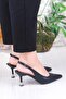 35244 Ceyn Glittery Patent Leather Closed Front Open Back Heeled Women's Shoes - 4