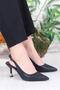 35244 Ceyn Glittery Patent Leather Closed Front Open Back Heeled Women's Shoes