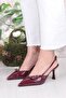 2105 Ceyn Patent Leather Double Buckle Detailed Open Back Heeled Women's Shoes - 2