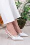 2105 Ceyn Patent Leather Double Buckle Detailed Open Back Heeled Women's Shoes