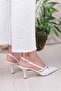2105 Ceyn Patent Leather Double Buckle Detailed Open Back Heeled Women's Shoes - 4