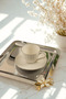 Set of 6 Square Stainless Steel Tray 21X21 cm – Gold Daisy Figured Coffee & Tea Presentation Tray - 2