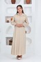 Girl's Long Seersucker Fabric Gilet & Dress Two Piece Suit Hijab Dress – Lined Elegant Set-4948 - 4